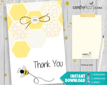 Bumble Bee Thank You Card - Mom To Bee Thank You Cards - Printable - Gender Neutral - INSTANT DOWNLOAD - CraftyKizzy