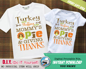 My First Thanksgiving Boy Iron On Printable Decal - Thanksgiving Outfit DIY Shirt - Fall Color Matching Shirts - INSTANT DOWNLOAD - CraftyKizzy