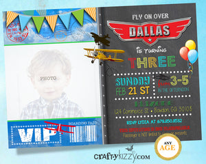 Airplane Birthday Invitation Boy Planes Invite - First Second Third Birthday Invitation Time Flies Plane Invitation - CraftyKizzy