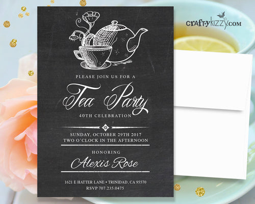 Tea Party Birthday Invitations - Adult Birthday Party Invitations - 30Th 40TH 50TH 60TH Surprise Invitation - CraftyKizzy