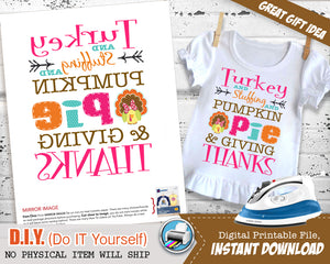 Giving Thanks First Thanksgiving Outfit - Printable Onesie Iron On - Turkey Stuffing Pumpkin Pie Giving Thanks - Instant Download - CraftyKizzy