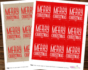 Merry Christmas Vintage Favor Tags - Rustic Gift Tags - Includes Both Designs Red and Kraft - INSTANT DOWNLOAD - CraftyKizzy