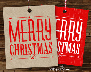 Merry Christmas Favor Tags - Modern Holiday Tags - Hang Tags - Holiday Gift Tags INSTANT DOWNLOAD - CraftyKizzy
