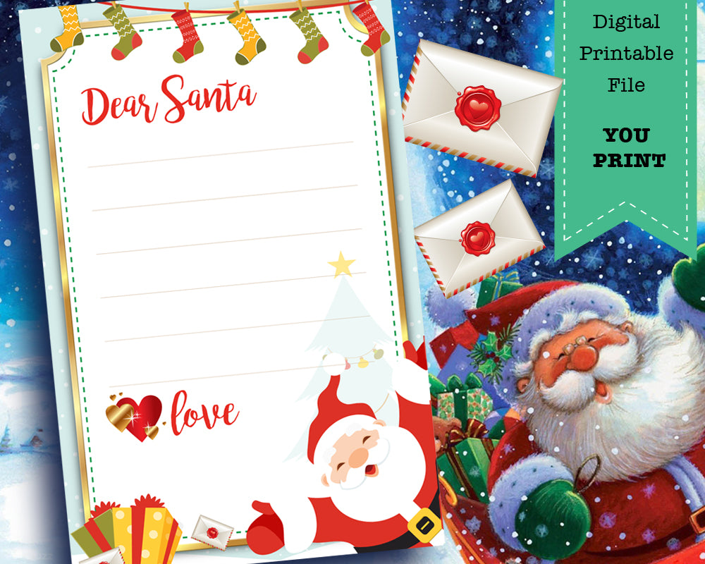 Letter To Santa - Printable Letter To The North Pole - Christmas Wish List -  INSTANT DOWNLOAD - CraftyKizzy