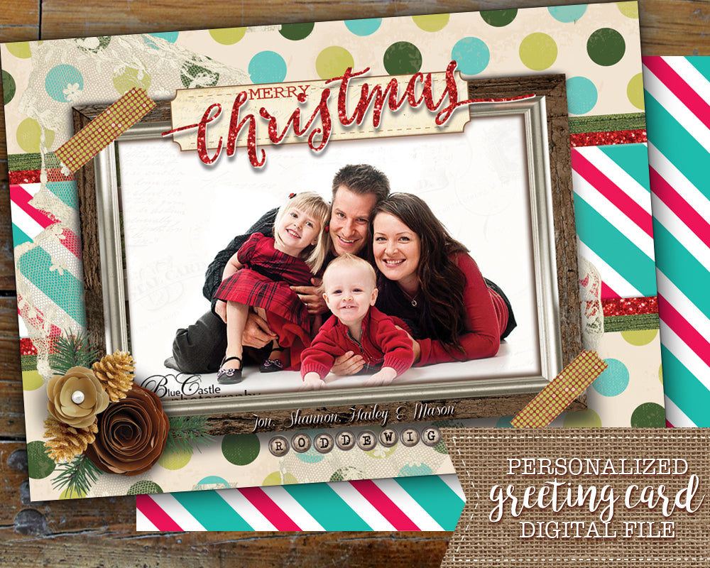 Merry Christmas Photo Greeting Card Family Printable Christmas Card Holiday Photo Card - Custom Photo Card  Personalized - CraftyKizzy