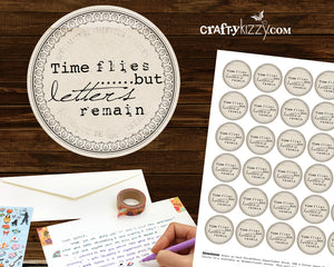 Stationery Letter Seals - Time Flies Planner Stickers - Rustic Snailmail Labels - Envelope Seals - INSTANT DOWNLOAD - CraftyKizzy