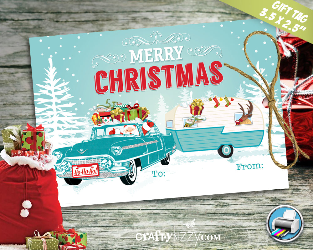 Merry Christmas Vintage Santa Clause Gift Tags - Retro To From Hang Tags - Printable INSTANT DOWNLOAD - CraftyKizzy