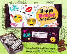 Emoji Candy Bar Wrapper - Emojis Birthday Party Favors - Hershey's Bar Label Favor - Tween Party Favors Personalized - CraftyKizzy