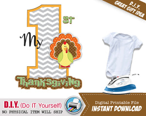 Thankful Iron On Printable Decal - Thankful Outfit DIY Shirt - Matching Adult & Kid Shirts - INSTANT DOWNLOAD - CraftyKizzy