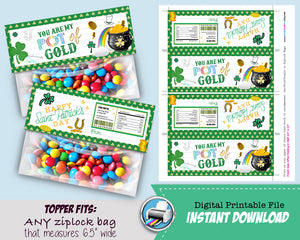 St Patricks Day Party Favors - Treat Bag Topper - Candy Loot Bag Printable Party Favors - Goodie Bags - INSTANT DOWNLOAD - CraftyKizzy