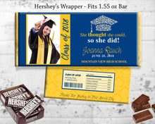 Blue and White Graduation Party Favor Chocolate Bar Wrapper Printable Grad Favors - Time Flies - Hershey's Bar Label Personalized - CraftyKizzy