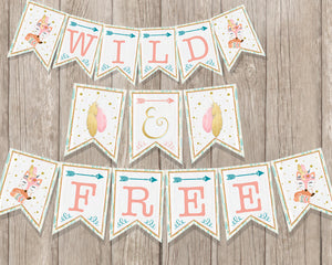 Young Wild and Three Woodland Birthday Invitation Printable Forest Animals - Boho Woodland Party - CraftyKizzy