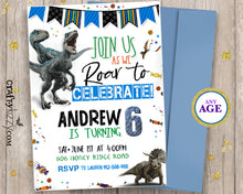 Dinosaur Birthday Invitation - Prehistoric Dino Invitations - Let's Roar Raptor Triceratops Party