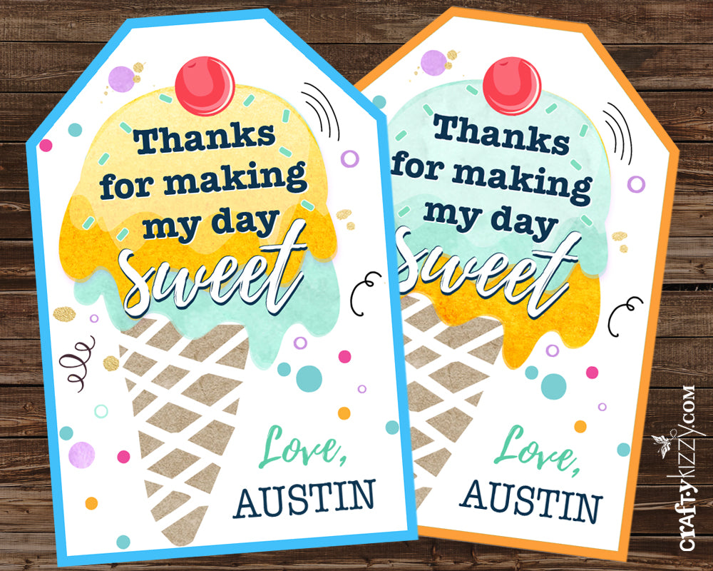 Boy Ice Cream Party Favor Tags - Ice Cream Thank You Tags – CraftyKizzy