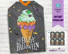 Ice Cream Happy Halloween Party Favor Tags - Fall Festival Gift Tags For Kids - Halloween Treat Bag Labels - DIY INSTANT DOWNLOAD - CraftyKizzy