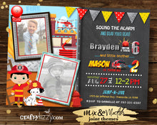 Joint Fire Fighter Birthday Invitation - Joint Fire Truck Invitations - Boy Printable Party Invites