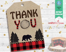 Wilderness Bear First Birthday Invitation Red Plaid Lumberjack Invitations - Triplets Wild Ones Invitation - CraftyKizzy