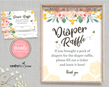Bee Diaper Raffle Ticket - Baby Shower Diaper Raffle Game - Gender Neutral Diaper Raffle Insert - INSTANT DOWNLOAD