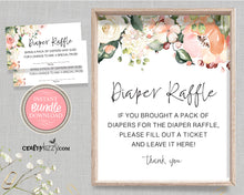 Baby Shower Diaper Raffle Sign Roses - Mommy To Be Game Sign - Diaper Game Printable Table Signs - INSTANT DOWNLOAD