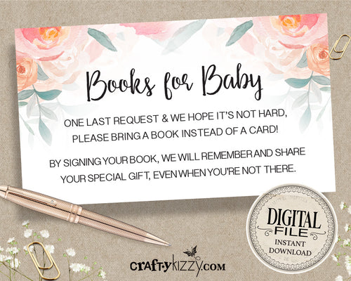 Girl Peach and Pink Roses Book Request Card
