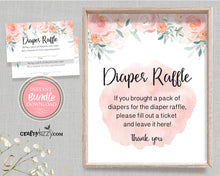 Baby Shower Diaper Raffle Ticket Roses - Baby Shower Diaper Raffle Game - Peach Roses - Diaper Raffle Insert - INSTANT DOWNLOAD