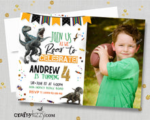 Dinosaur Birthday Invitations - Let's Roar Prehistoric Raptor Invitation - Triceratops