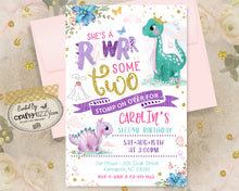 dinosaur second birthday invitation