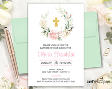 Blush Pink Baptism Invitations - Girl Holy Communion Invitation - First 1st Holy Communion - Naming Day - Dedication - LDS JW Baptism