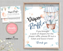 Boy Baby Shower Diaper Raffle Ticket - It's A Boy Diaper Raffle Game - Blue and Peach Diaper Raffle Insert Watercolor - INSTANT DOWNLOAD