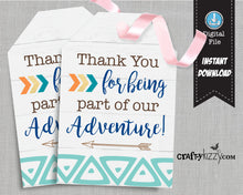 Woodland Animal Thank You Tags - Woodland Boy Party Favors - Thank You Baby Shower Tags - INSTANT DOWNLOAD