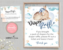 Baby Deer Diaper Raffle Sign - Fawn Baby Shower - Boy Woodland Deer Diaper Raffle Tickets  - Diaper Raffle Sign and Card Game - INSTANT DOWNLOAD