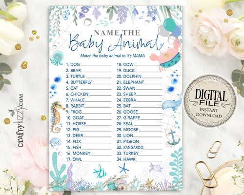 Baby Shower Baby Animal Game Card