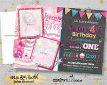 Princess and Tiara Sibling Birthday Invitation - Twin Girls Party Invitation - Joint Invitations With Photo - CraftyKizzy