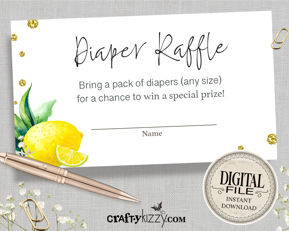 Gender Neutral Diaper Raffle Ticket Citrus