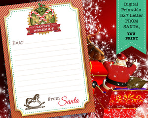 Letter From Santa - From Santa Claus Letter Printable - Classic Nostalgic Santa - North Pole - Santa's Workshop -  INSTANT DOWNLOAD - CraftyKizzy