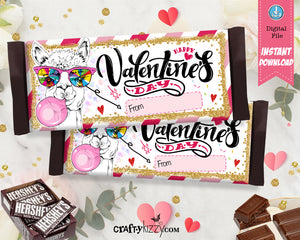 Valentine's Day Candy Bar Wrapper - Zebra Hershey's Chocolate Bar Wrapper - Animal Valentines Day Party Favors - Classroom Card - INSTANT DOWNLOAD