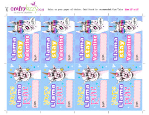 Llama Valentines Cards For Kids - Llama Pun Valentines - Classroom Valentines Day Card - Valentine's Printable - INSTANT DOWNLOAD - CraftyKizzy