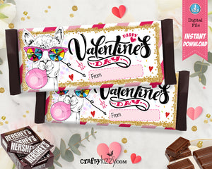 Valentine's Day Candy Bar Wrapper - Giraffe Hershey's Chocolate Bar Wrapper - Valentines Day Party Favors - Classroom Card - INSTANT DOWNLOAD