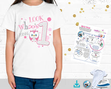 Look Whoo's Turning One Iron On T-shirt Transfer - Owl First Birthday Girl Tshirt - Owl Digital Transfer Decal - INSTANT DOWNLOAD - CraftyKizzy