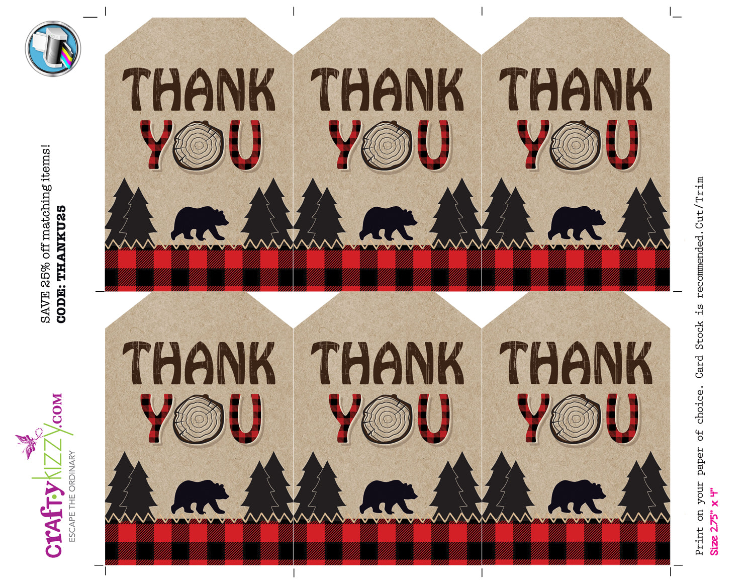 Lumberjack Thank You Gift Tags – Hello Baby Paperie