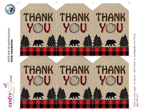 Lumberjack Thank You Favor Tags - Red Plaid Wilderness Birthday Favors - Boy Baby Shower Tag - INSTANT DOWNLOAD - CraftyKizzy