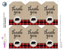 Red LumberJack Thank You Favor Tags Plaid LumberJack Birthday Favors - Boy Baby Shower Tag - INSTANT DOWNLOAD - CraftyKizzy