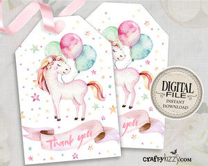 Baby Shower Unicorn Favor Tag - Unicorn Birthday Party Tags - Thank You Tag Favors - INSTANT DOWNLOAD