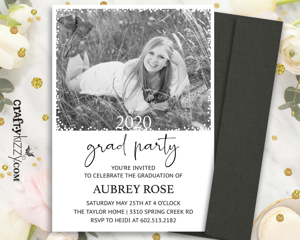 Modern Graduation Invitation - Senior Grad Announcement - High School Graduation Card - College Grad Invitations - With Photo - CraftyKizzy