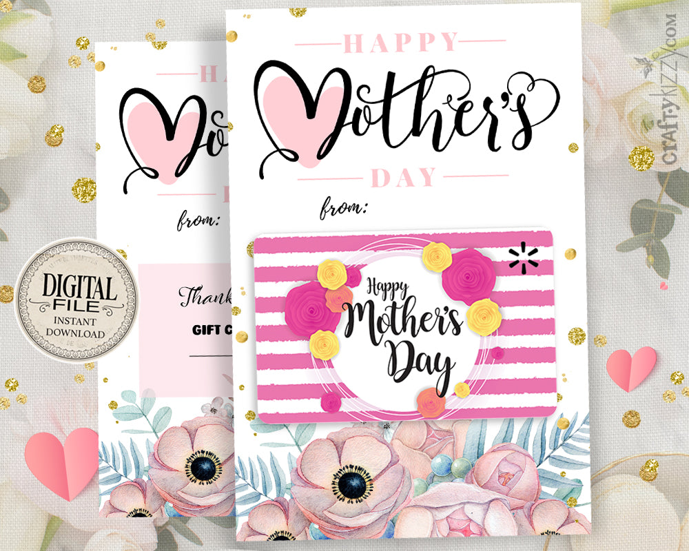Mothers Day Gift Card Holder - Mother's Day Printable Gift Card - Thank You Mom Card - Coffee Gift Card - INSTANT DOWNLOAD