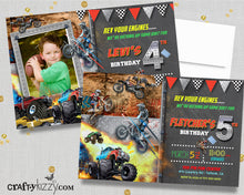 Monster Truck Dirt Bike Birthday Invitation