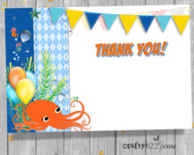 Nautical Under The Sea Thank You Card - Octopus - Boy's Birthday Thank You Cards - INSTANT DOWNLOAD - CraftyKizzy