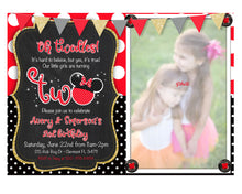Oh Twodles Red Minnie Mouse Second Birthday Girl Invitation - Mouse Ears 2nd Birthday Invitation - Sibling Invitations - Twins