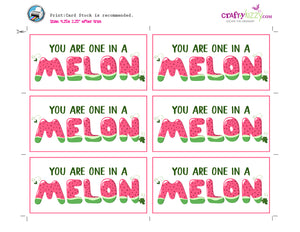 Watermelon Favor Tag - One In A Melon Thank You Tag - Watermelon Birthday Tag - One In a Melon Gift Tag - Watermelon Party - INSTANT DOWNLOAD