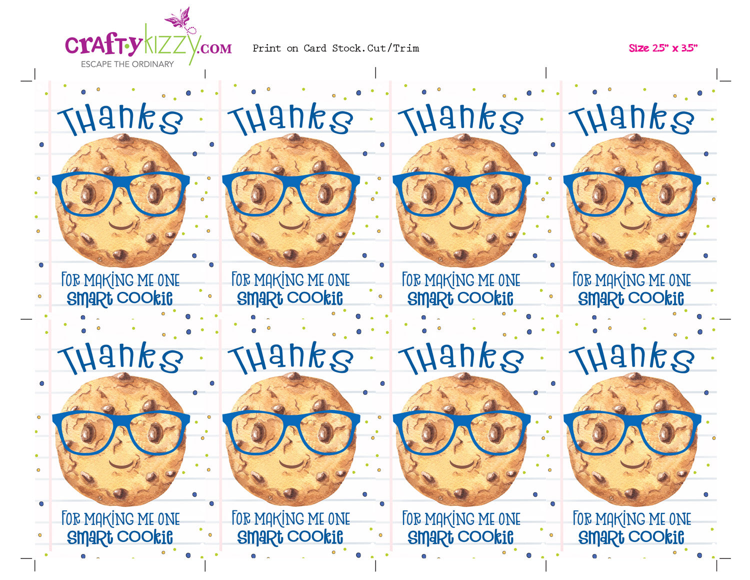 one-smart-cookie-teacher-tag-printable-first-day-of-school-tags-craftykizzy for Free Printable You Are One Smart Cookie Printable One Smart Cookie Teacher Tag - Printable First Day of School Tags – CraftyKizzy for Free Printable You Are One Smart Cookie Printable